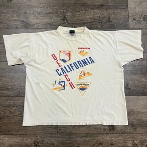 Vintage 90s Distressed California Beach Surf Cities Tee Shirt Malibu Newport XL